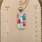 Magical Forest - Owl Print Dangle Earrings: Handmade, Polymer Clay