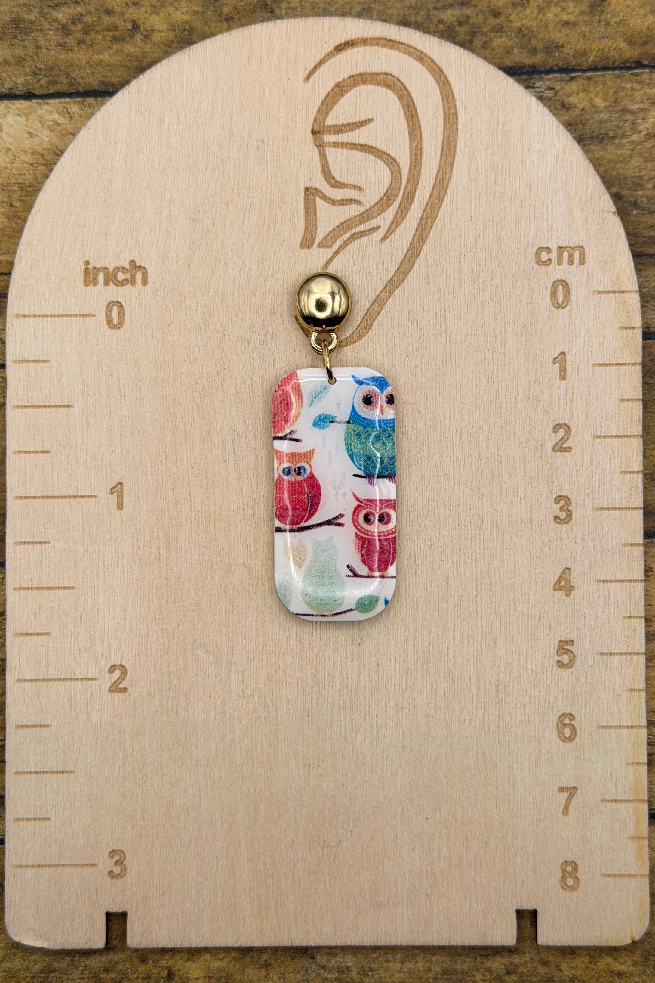 Magical Forest - Owl Print Dangle Earrings: Handmade, Polymer Clay