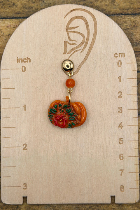 Fall - Pumpkin Dangle Earrings: Handmade, Hand Painted, Polymer Clay