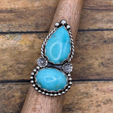 Bianca - Turquoise Double Gemstone Statement Ring with Flower Details