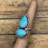 Bianca - Turquoise Double Gemstone Statement Ring with Flower Details