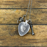 Wynona - Black Scorpion in Lime Green Resin Heart Charm Necklace with Bone Charm