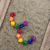 Love is Love - Rainbow Multi-Colored Dice Hoop Earrings: Handmade