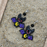 Salem - Little Bats Earrings: Handmade, Polymer Clay, Hand Painted