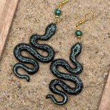 Salem - Shimmer Snake Earrings: Handmade, Hand-Painted Polymer Clay