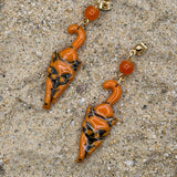 Cat Lover - Orange Kitty Dangle Earrings: Handmade, Hand-Painted Polymer Clay
