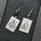 Salem - Spooky Carnival Cat Dangle Earrings: Handmade, Hand Painted, Polymer Clay