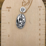 Salem - Cameo Cats Dangle Earrings: Handmade, Hand Painted, Polymer Clay