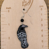 Salem - Black Raven Dangle Earrings: Handmade, Hand-Painted Polymer Clay