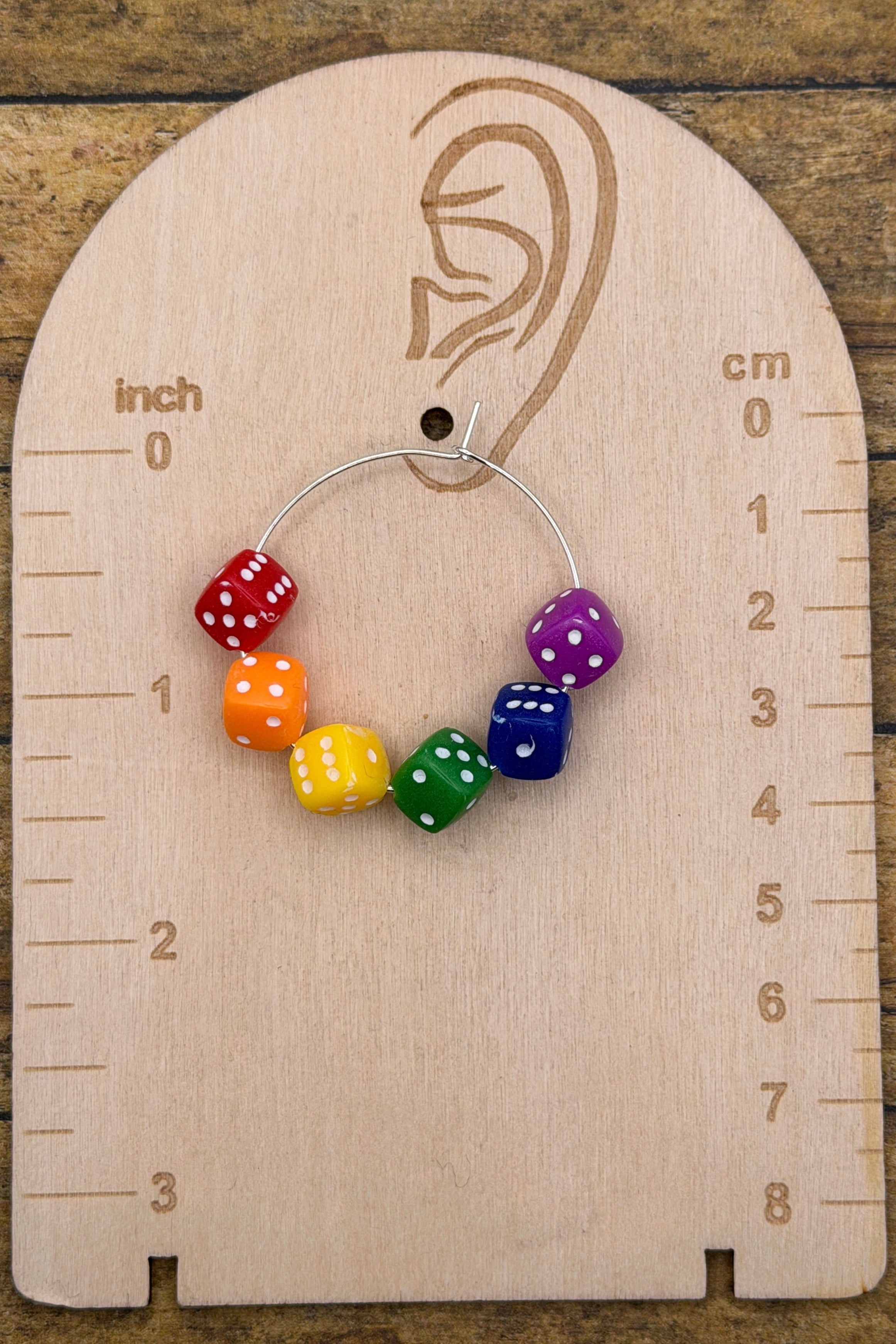 Love is Love - Rainbow Multi-Colored Dice Hoop Earrings: Handmade