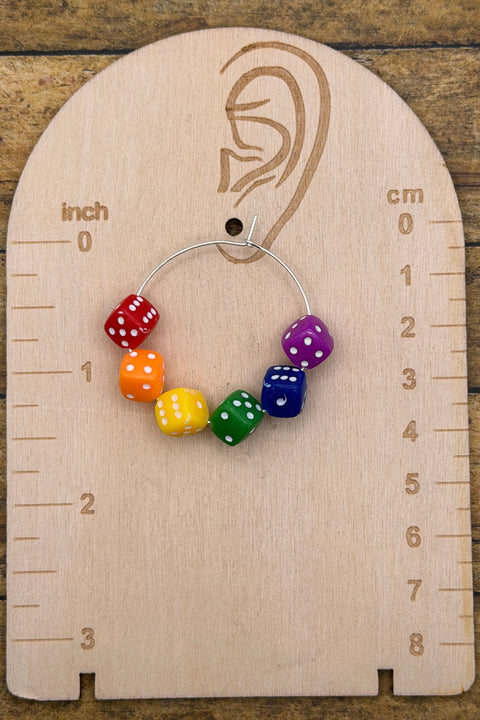 Love is Love - Rainbow Multi-Colored Dice Hoop Earrings: Handmade