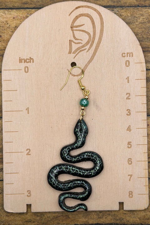 Salem - Shimmer Snake Earrings: Handmade, Hand-Painted Polymer Clay