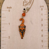Cat Lover - Orange Kitty Dangle Earrings: Handmade, Hand-Painted Polymer Clay