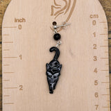 Cat Lover - Black Kitty Dangle Earrings: Handmade, Hand-Painted Polymer Clay