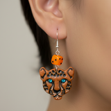 Tattoo - Cheetah Face Earrings: Handmade Polymer Clay