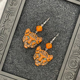 Tattoo - Cheetah Face Earrings: Handmade Polymer Clay