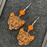 Tattoo - Cheetah Face Earrings: Handmade Polymer Clay