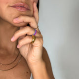 Split Color Neon Purple & Blue Stacker Ring