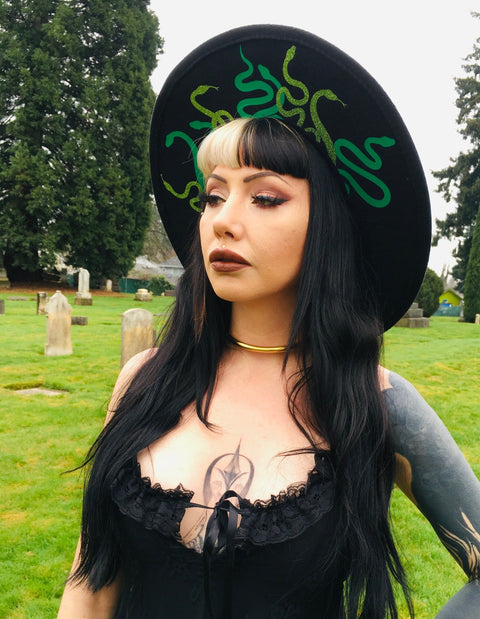 Vegan Felt Hat - XL Brim - Medusa