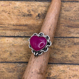 Essie - Pink Chalcedony Heart Ring with Chain Detail