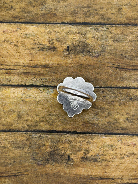 Essie - Pink Chalcedony Heart Ring with Chain Detail
