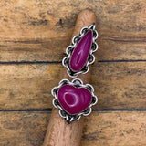 Essie - Pink Chalcedony Heart Ring with Chain Detail