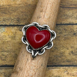 Renee - Red Rosarita Heart Ring with Chain Detail