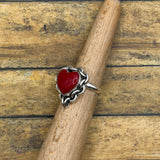 Renee - Red Rosarita Heart Ring with Chain Detail