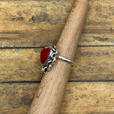 Renee - Red Rosarita Heart Ring with Chain Detail
