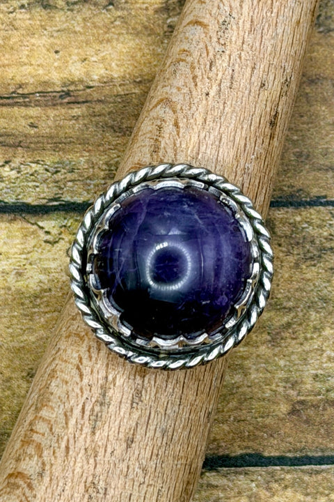 Karina - Purple Amethyst Spider Web Statement Ring