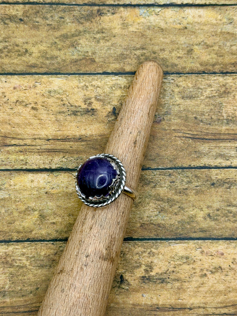 Karina - Purple Amethyst Spider Web Statement Ring