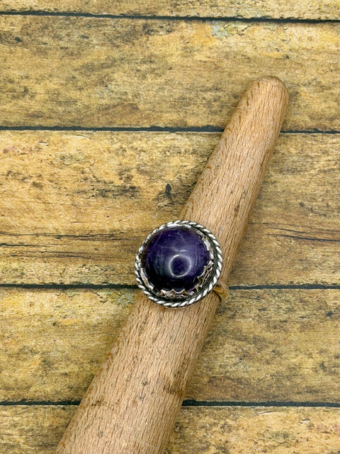 Karina - Purple Amethyst Spider Web Statement Ring