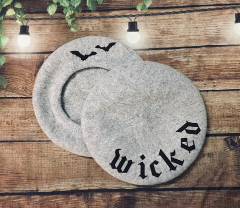 Vegan Felt Beret - Grey - Wicked