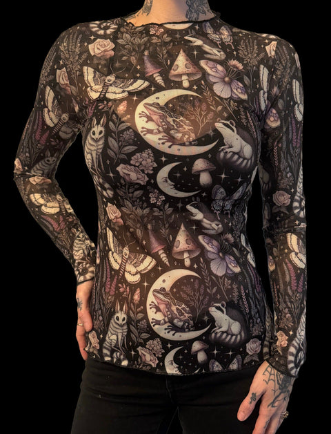 Sheer Mesh Top - Nighttime Creatures