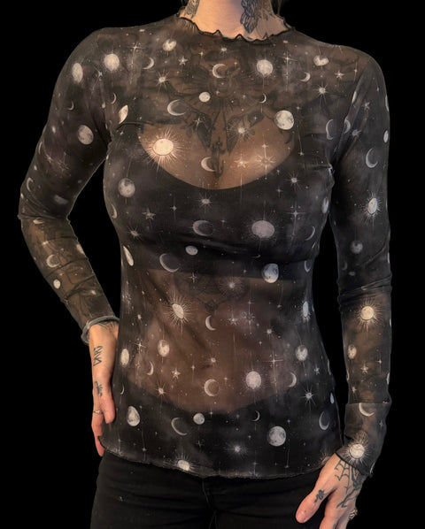Sheer Mesh Top - Sun and Moons