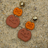 Fall - Jack-O-Lantern Earrings: Handmade, Hand Painted, Polymer Clay