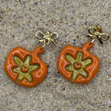 Fall - Pumpkin Floral Earrings: Handmade, Hand Painted, Polymer Clay