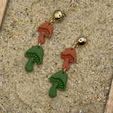 Magical Forest - Double Mushroom Earrings: Handmade, Polymer Clay