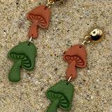 Magical Forest - Double Mushroom Earrings: Handmade, Polymer Clay