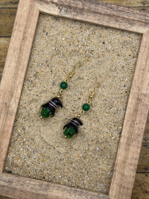 Salem - Witch Earrings: Handmade, Glass, One-of-a-Kind