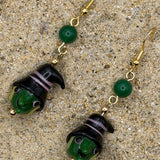 Salem - Witch Earrings: Handmade, Glass, One-of-a-Kind