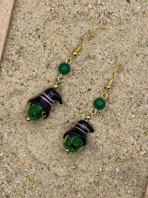 Salem - Witch Earrings: Handmade, Glass, One-of-a-Kind