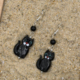 Salem - Black Cat Earrings: Handmade, Glass, One-of-a-Kind