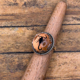 Willow - Spiderweb Black Scorpion Orange Shimmer Resin Statement Ring