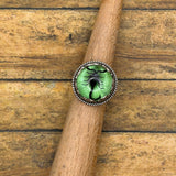 Winter - Spiderweb Black Scorpion Green Shimmer Statement Ring