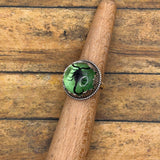 Winter - Spiderweb Black Scorpion Green Shimmer Statement Ring