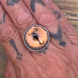 Willow - Spiderweb Black Scorpion Orange Shimmer Resin Statement Ring