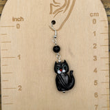 Salem - Black Cat Earrings: Handmade, Glass, One-of-a-Kind