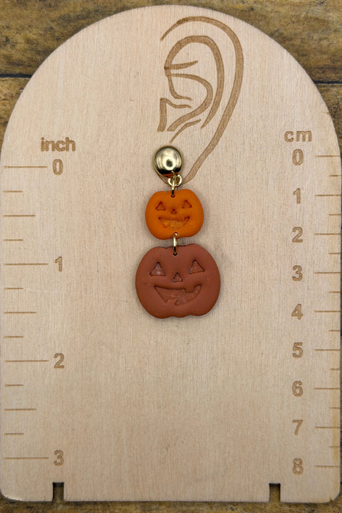 Fall - Jack-O-Lantern Earrings: Handmade, Hand Painted, Polymer Clay