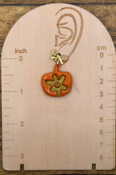 Fall - Pumpkin Floral Earrings: Handmade, Hand Painted, Polymer Clay